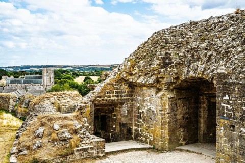Ruins of Corfe Castle, Wareham, Dorset, England, United Kingdom