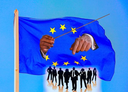 Symbolic picture of who conducts the EU, leadership, boss or boss, resistance against USA and mafia