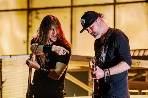 Guitarists Mark Jansen and Isaac Delahaye from Epica, live on Arcane Dimensions Tour 2026 at Zenith