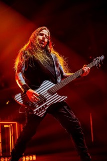 Rob van der Loo, bass player from Epica, live on Arcane Dimensions Tour 2026 at Munich's Zenith on