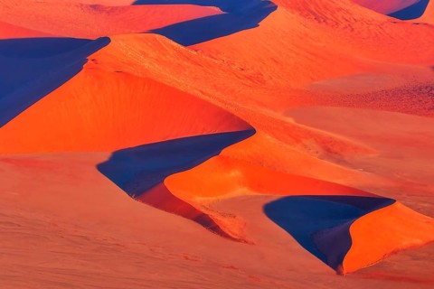 Aerial view sand dunes, Soussusvlei, Namib desert, Namibia