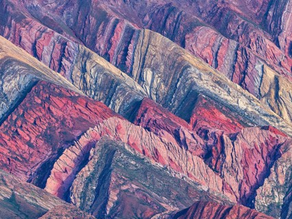 Rainbow Mountains of Serranía de Hornocal, detailed view of colorful rocks, Jujuy Province,