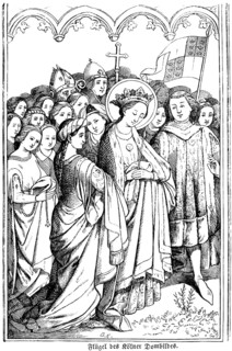 Left wing of Cologne Cathedral painting, Saint Ursula with eleven virgins, winged altar, painting,