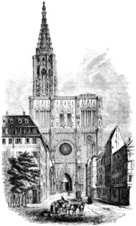 Façade of Cathédrale Notre-Dame de Strasbourg, Cathedral of Our Lady in Strasbourg, Roman Catholic