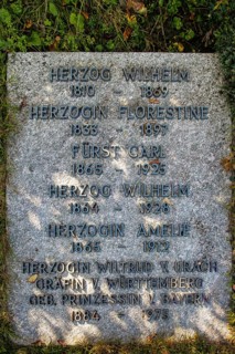 Großengstingen cemetery, tombstone, memorial stone of the ducal family at Lichtenstein Castle,