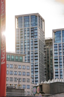 Modern skyscrapers with glass façade in urban surroundings in sunlight, London, England, Great