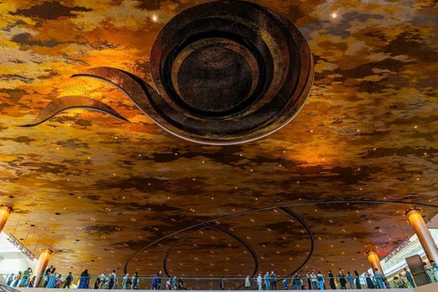 The ceiling outlet for the artificial waterfall, Magic Waterfall, Iconsiam Shopping Center,