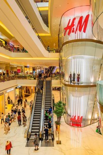 Various floors connected by escalators, luxury shops, Iconsiam shopping center, Bangkok, Thailand's