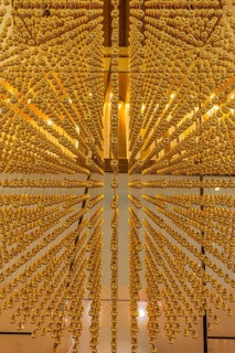 Ornate gilded ceiling decoration in Iconsiam shopping center, Bangkok, Thailand's metropolis,