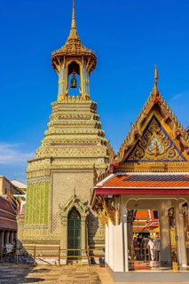 The Grand Royal Palace, Wat Phra Kaeo Buddhist Temple, the Bell Tower, Phra Nakhon, Bangkok,