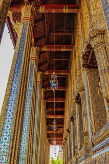 The Grand Royal Palace, Wat Phra Kaeo Buddhist Temple, magnificent portico, Phra Nakhon, Bangkok,