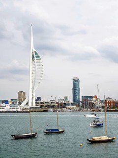 Portsmouth Harbour over Spinnaker Tower, Portsmouth, Gosport, England, United Kingdom