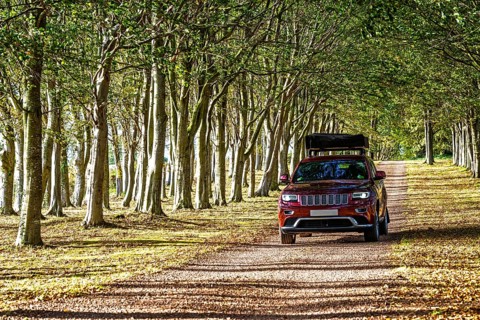 4x4 car trip with roof tent on the Scottish wilderness, Scotland, United Kingdom