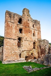 Ruins of Norham Castle and River Tweed, Norham, Northumberland, England, United Kingdom