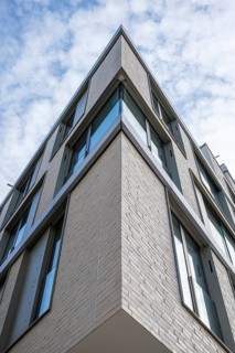 Modern building, detailed view of a residential building, apartment building, Tuttlingen,