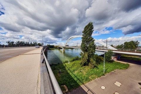 Europe bridge, car and pedestrian bridges, Beatus Rhenanus bridge, pedestrian and tram bridge,