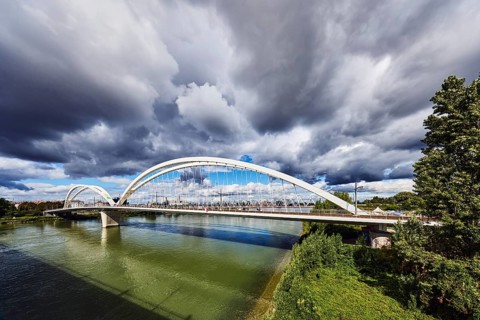 Beatus-Rhenanus bridge, pedestrian and tram bridge, architect Marc Barani, Rhine river, border
