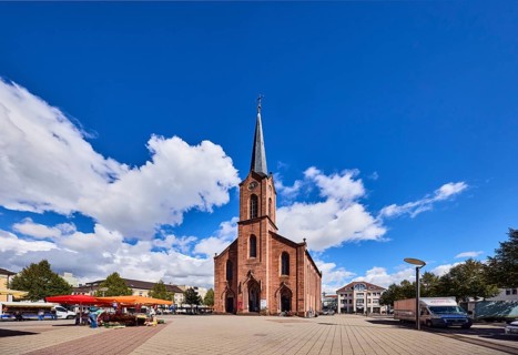 Friedenskirche church, neo-Gothic style, architect Friedrich Theodor Fischer, church tower, square,