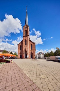 Friedenskirche church, neo-Gothic style, architect Friedrich Theodor Fischer, church tower, square,