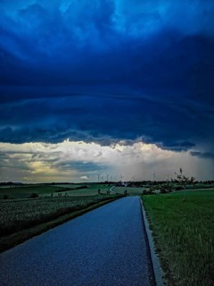Supercell, approaching thunderstorm with impressive and threatening cloud formation, a thunderstorm