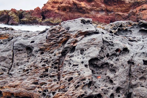 Rock formation with a distinctive rough surface and earthy colors, El Golfo Lanzarote