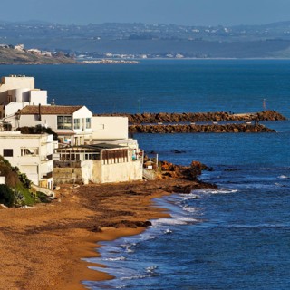 Houses on the beach of Marinella di Selinunte, south coast, Selinunte, Castelvetrano, Trapani,
