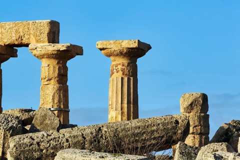 Ruin, Doric temple, columns, destruction, ancient Greek city Selinunte, acropolis, Doric building