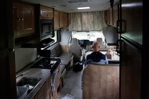 Interior of a motorhome with kitchen and sitting area in Middletown, Middletown, USA