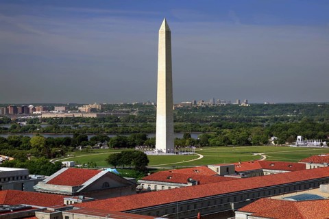 View of the Washington Monument with surrounding city view, Washington D.C, USA