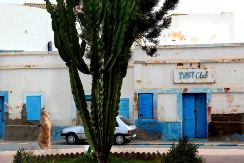 Sidi Ifni Old Town with Twist Club, Blue Doors and Cactus, Sidi Ifni, Souss-Massa, Morocco