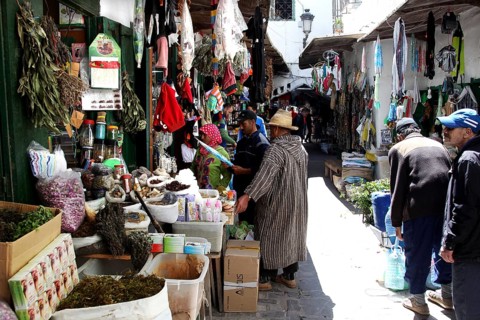 A bustling spice market with fragrant and lively spice stands, Tetouan, Medina, Morocco
