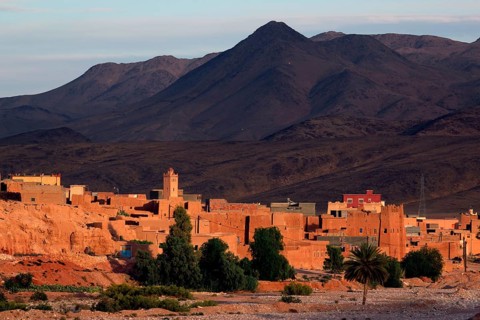 Tinerhir with traditional architecture nestled in a rocky desert landscape, Tinerhir,