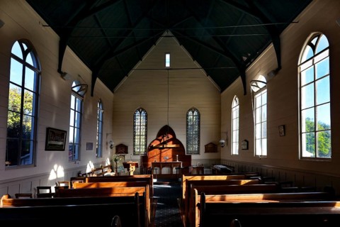 Welcoming, sunlit interior of Christ's Church in Russell, Russell, New Zealand