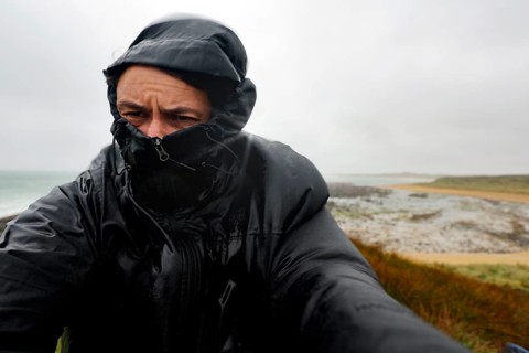 Packed person on a rainy day at Waipapa Point, Waipapa Point, Southland, New Zealand