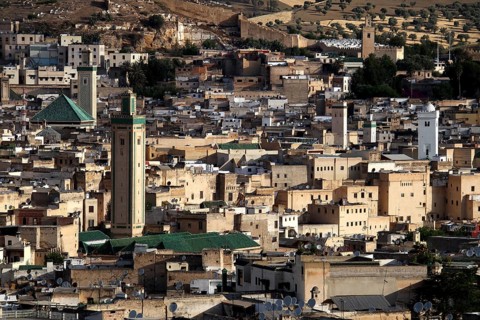 View from the south of the Kairouine mosque within Fez, Fez, Fez el Bali, Morocco