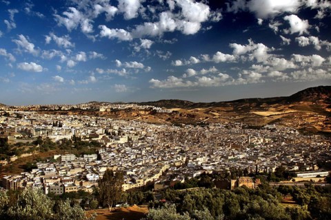 Extensive view of Fez from Bordj Sud with dynamic skies, Fez, Fez el Bali, Morocco