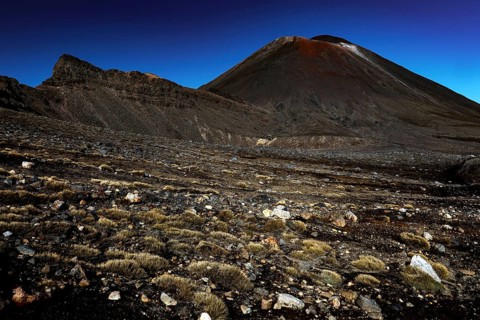 View of the barren landscapes of Mount Tongariro, Tongariro National Park, North Island, New