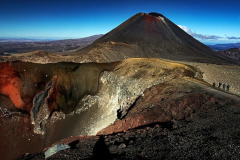 View of Mount Ngauruhoe crater in Tongariro Alpine Crossing, Tongariro National Park, North Island,
