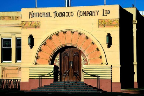 National Tobacco Company building with distinctive art deco entrance, Napier, New Zealand