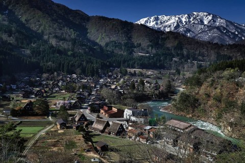 Shirakawa-go nestled in the Japanese Alps, traditional architecture and nature, Shirakawa, Gifu,
