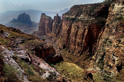 Natural gorges and rock walls in the Gheralta Mountains with unobstructed views, zero