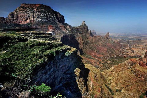 Panoramic view of the vast Gheralta Mountains with rugged cliffs and deep valleys, zero