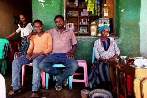 People in a cozy cafe in Kulubi during a coffee ceremony, Kulubi, zero