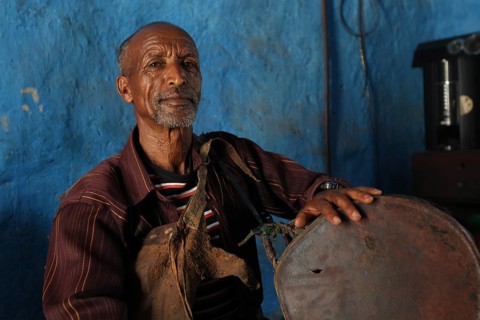 Elderly man in characteristic room, thoughtful in Lalibela, Lalibela, null