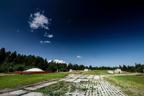 Open area with forest near the nuclear missile base in Zemaitija National Park, Plokstine,
