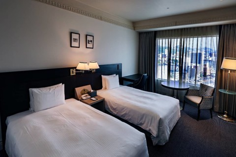 Modern hotel room at The Global View Hotel in Nagasaki, Nagasaki, Japan