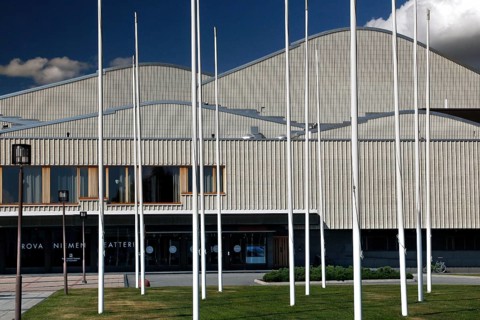 Theatre and congress building with clear lines of Alvar Aalto architecture, Rovaniemi, Finland