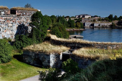 View of the bastion and king gate of the Suomenlinna sea fortress, Helsinki, Uusimaa, Finland