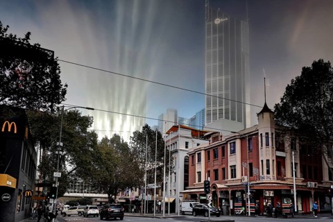 Lonsdale Street corner of Swanston Street in Melbourne with urban ambiance, Melbourne, Victoria,