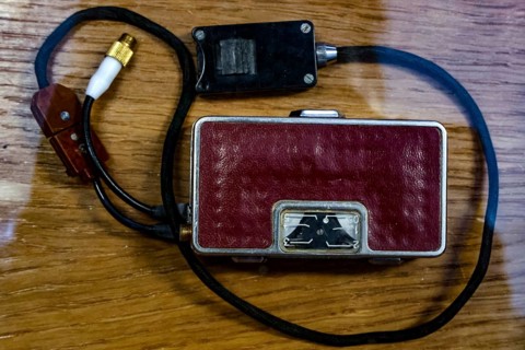 Small recording device in the KGB Museum in Hotel Viru, historic spy equipment, Tallinn, Harju,